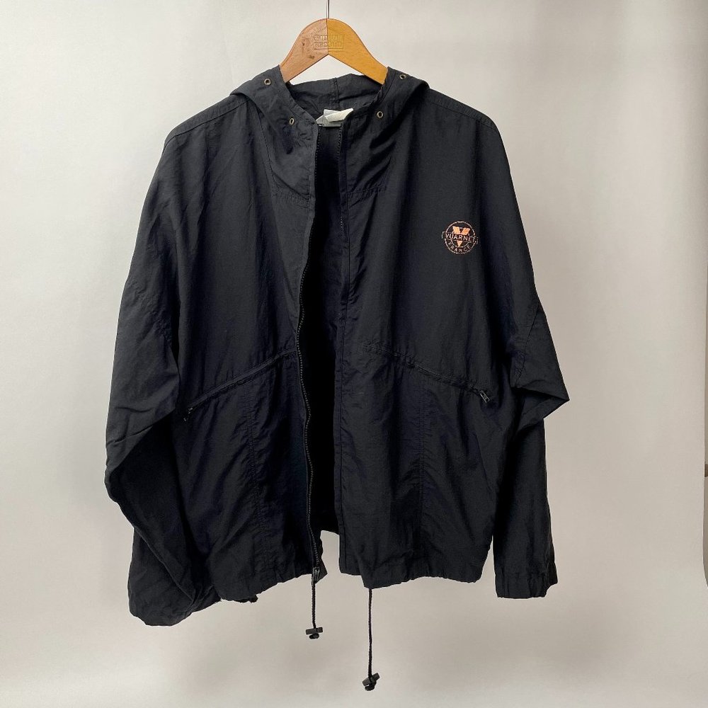 Vintage 80s Vuarnet Hooded Zip Up Windbreaker Jacket Black, Size M (generous)